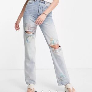 Topshop Kort craft jeans in bleach
